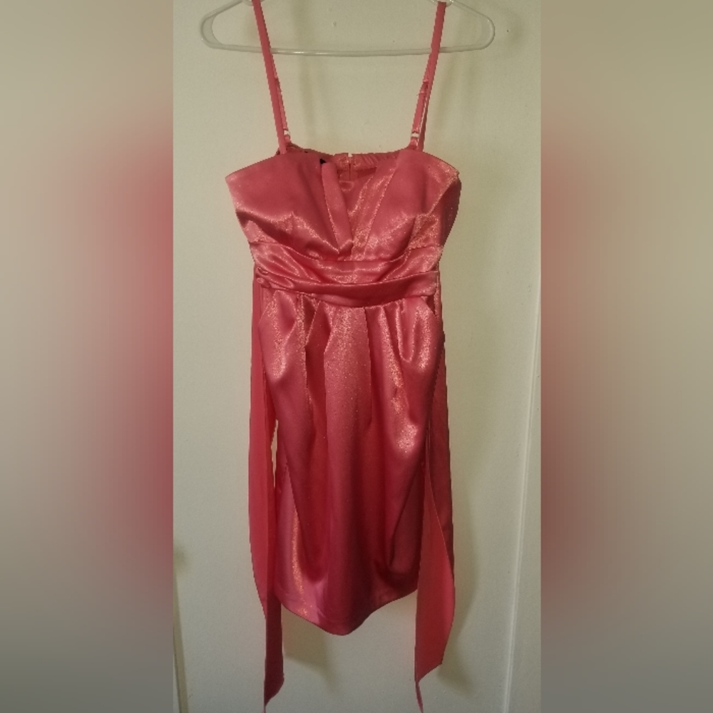 Peachy Pink Satiny Dress with pockets